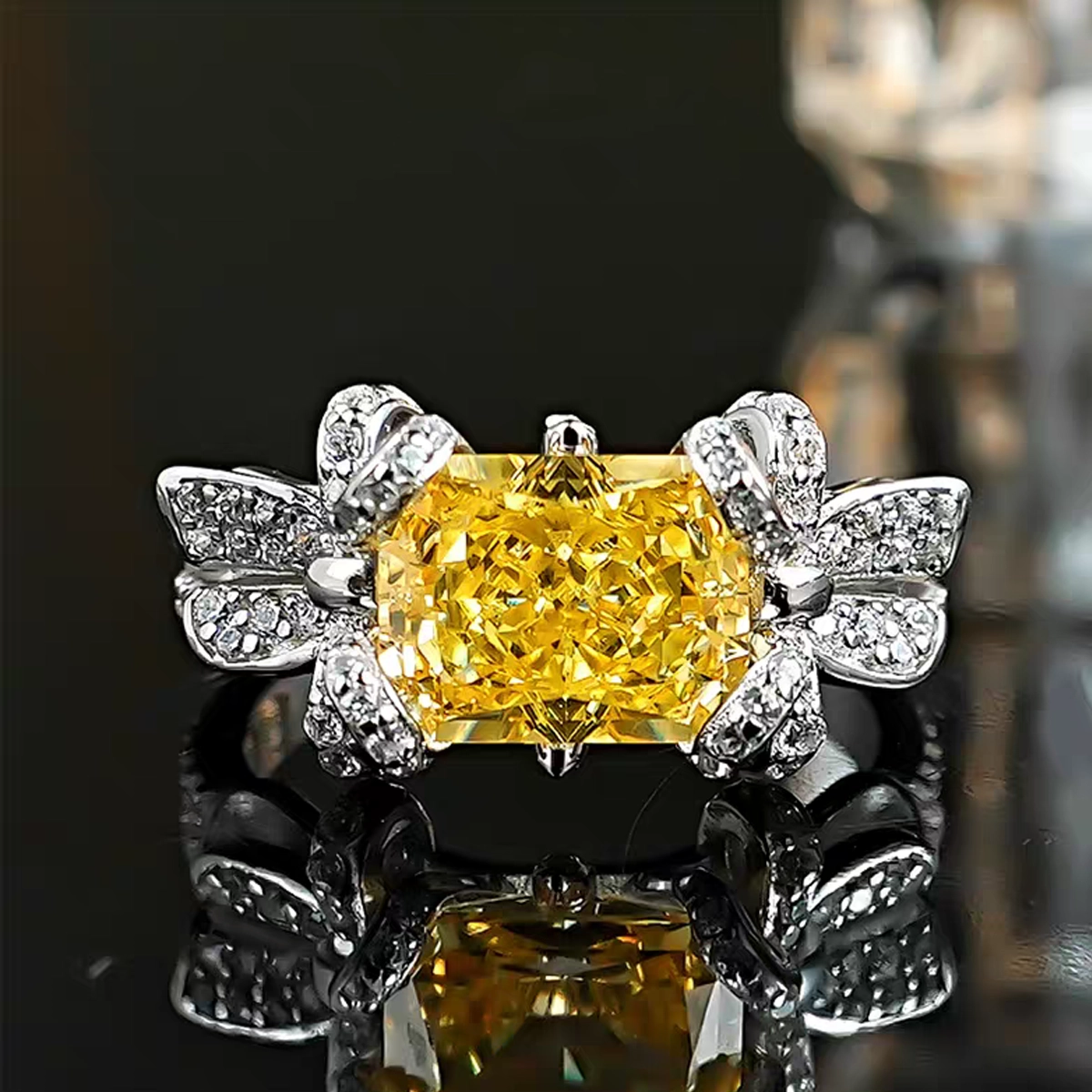 3ct Cubic Zirconia 8A Grade  + Sterling S925 Silver | Wealth Attraction Yellow Simulated Diamond Ring | ​Attract Abundance, Wear Your Success