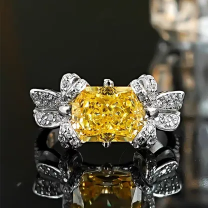 3ct Cubic Zirconia 8A Grade  + Sterling S925 Silver | Wealth Attraction Yellow Simulated Diamond Ring | ​Attract Abundance, Wear Your Success