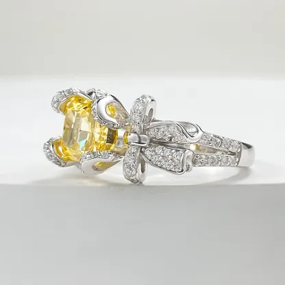 3ct Cubic Zirconia 8A Grade  + Sterling S925 Silver | Wealth Attraction Yellow Simulated Diamond Ring | ​Attract Abundance, Wear Your Success