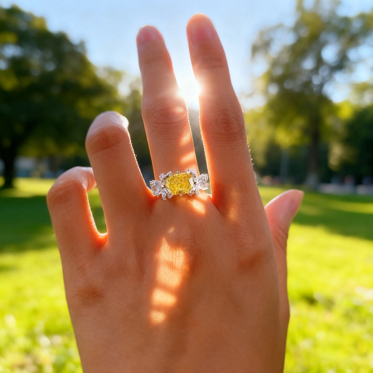 3ct Cubic Zirconia 8A Grade  + Sterling S925 Silver | Wealth Attraction Yellow Simulated Diamond Ring | ​Attract Abundance, Wear Your Success