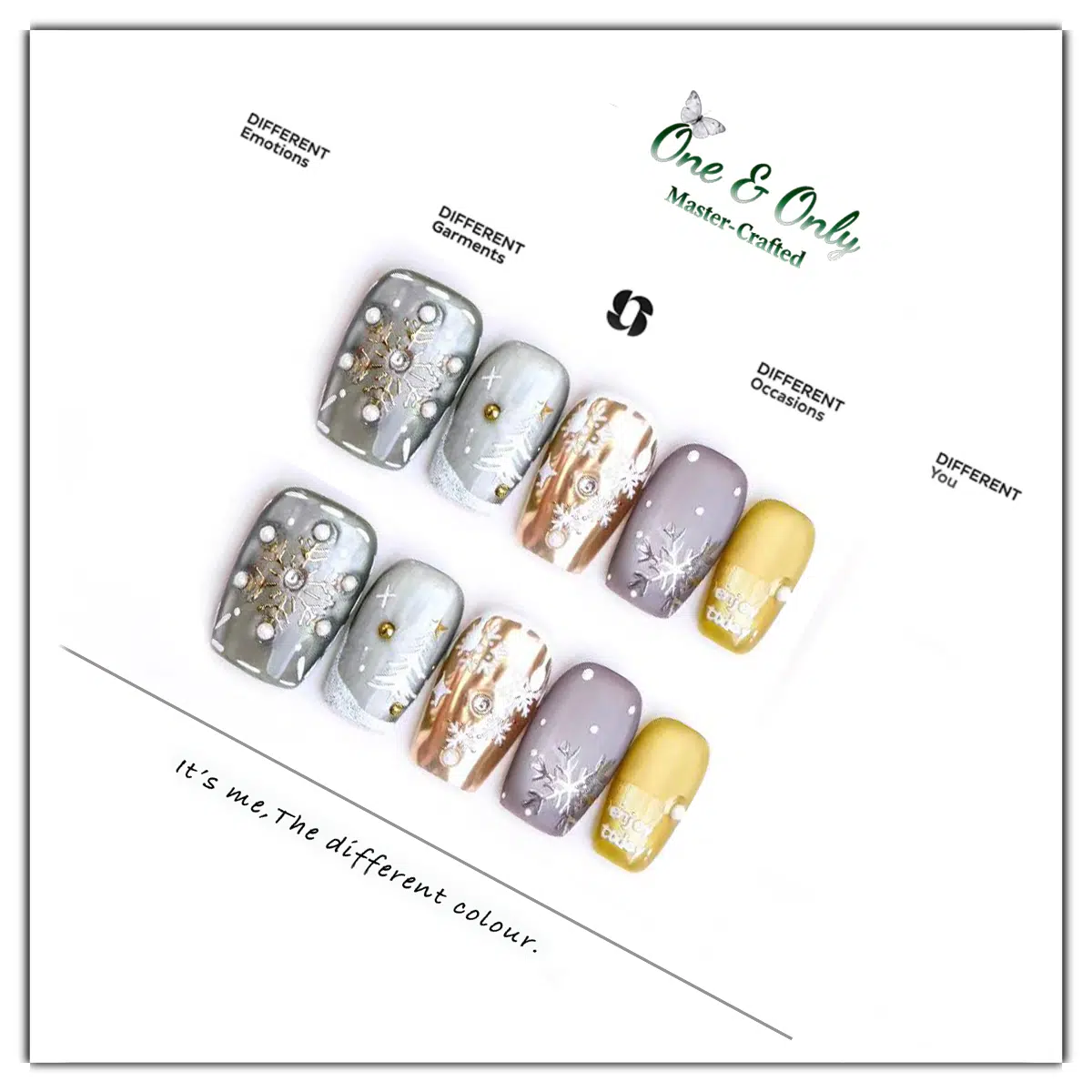Winter Gala Collection - ​Frosted Soirée  | Handcrafted Press-on nails