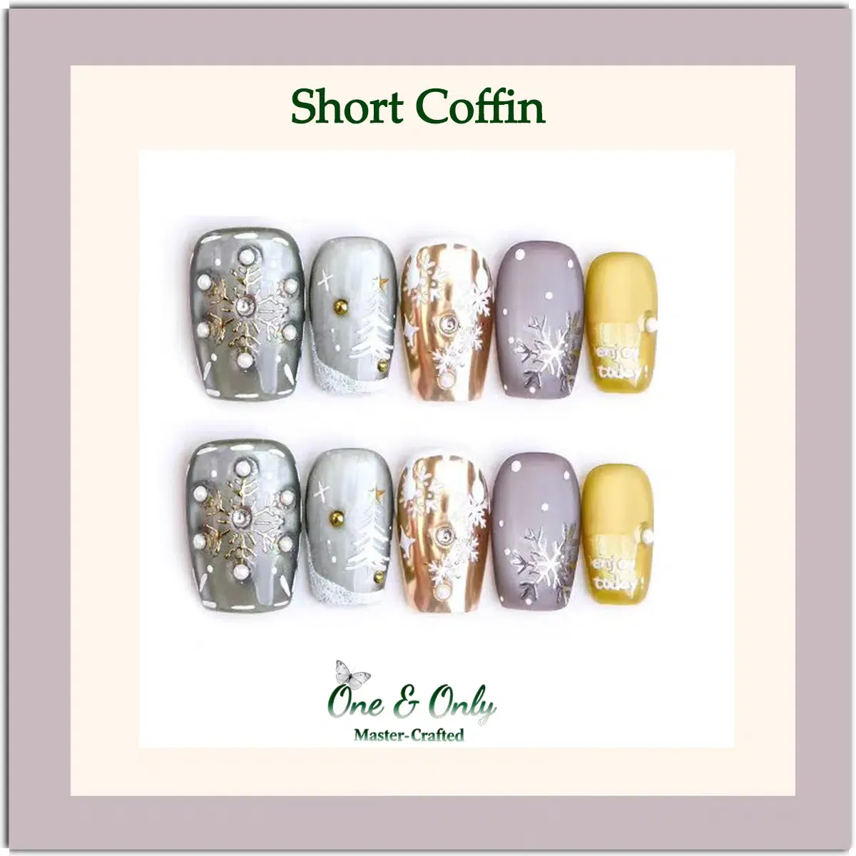 Winter Gala Collection - ​Frosted Soirée  | Handcrafted Press-on nails
