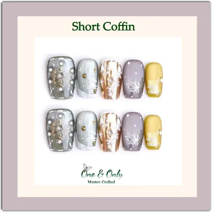 Winter Gala Collection - ​Frosted Soirée  | Handcrafted Press-on nails