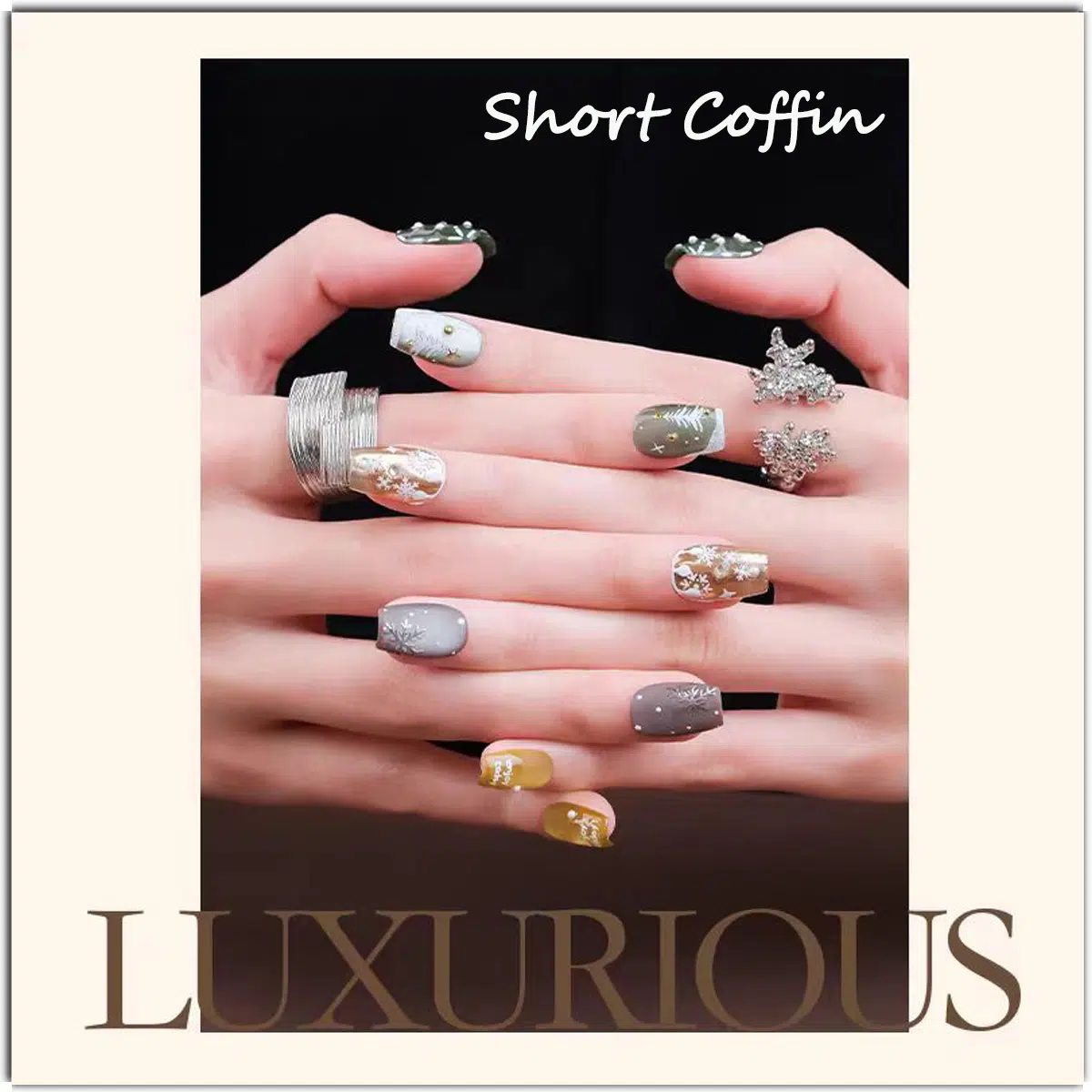 Winter Gala Collection - ​Frosted Soirée  | Handcrafted Press-on nails