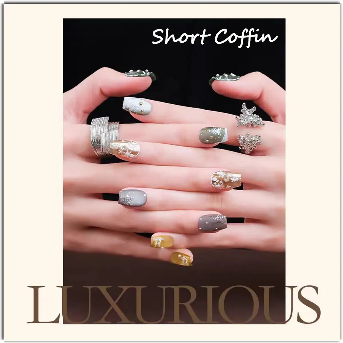 Winter Gala Collection - ​Frosted Soirée  | Handcrafted Press-on nails