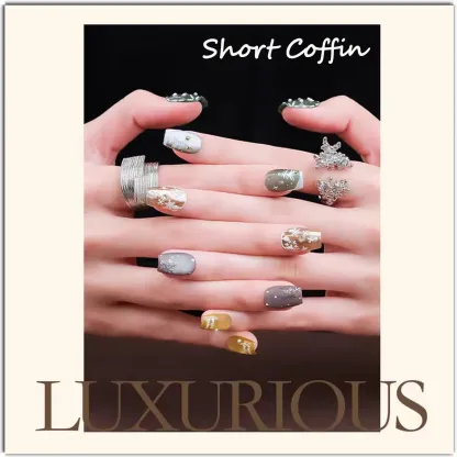 Winter Gala Collection - ​Frosted Soirée  | Handcrafted Press-on nails