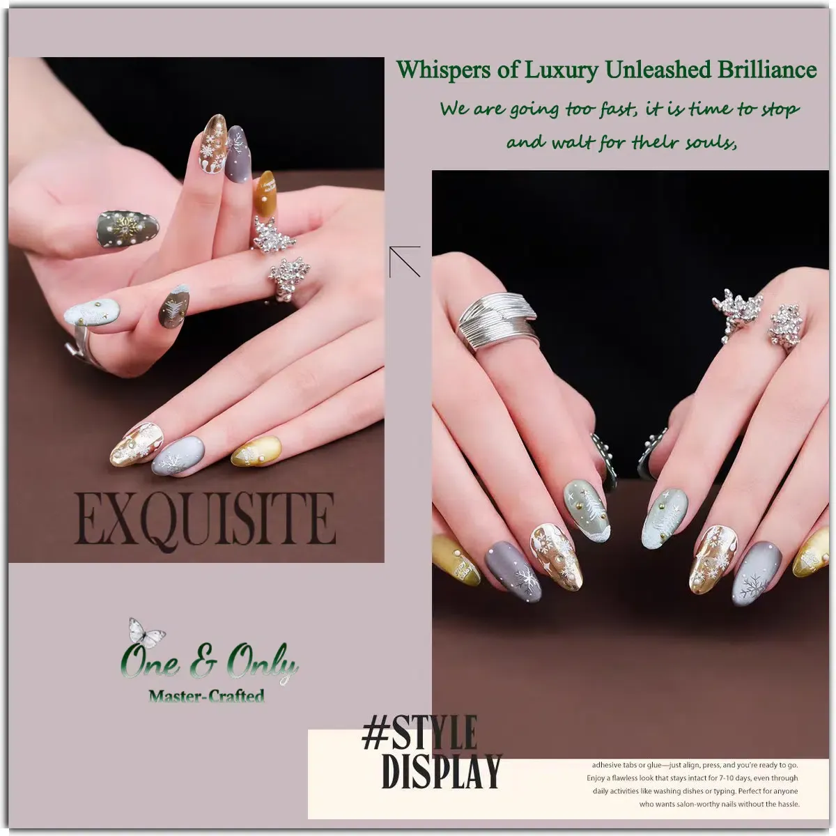 Winter Gala Collection - ​Frosted Soirée  | Handcrafted Press-on nails
