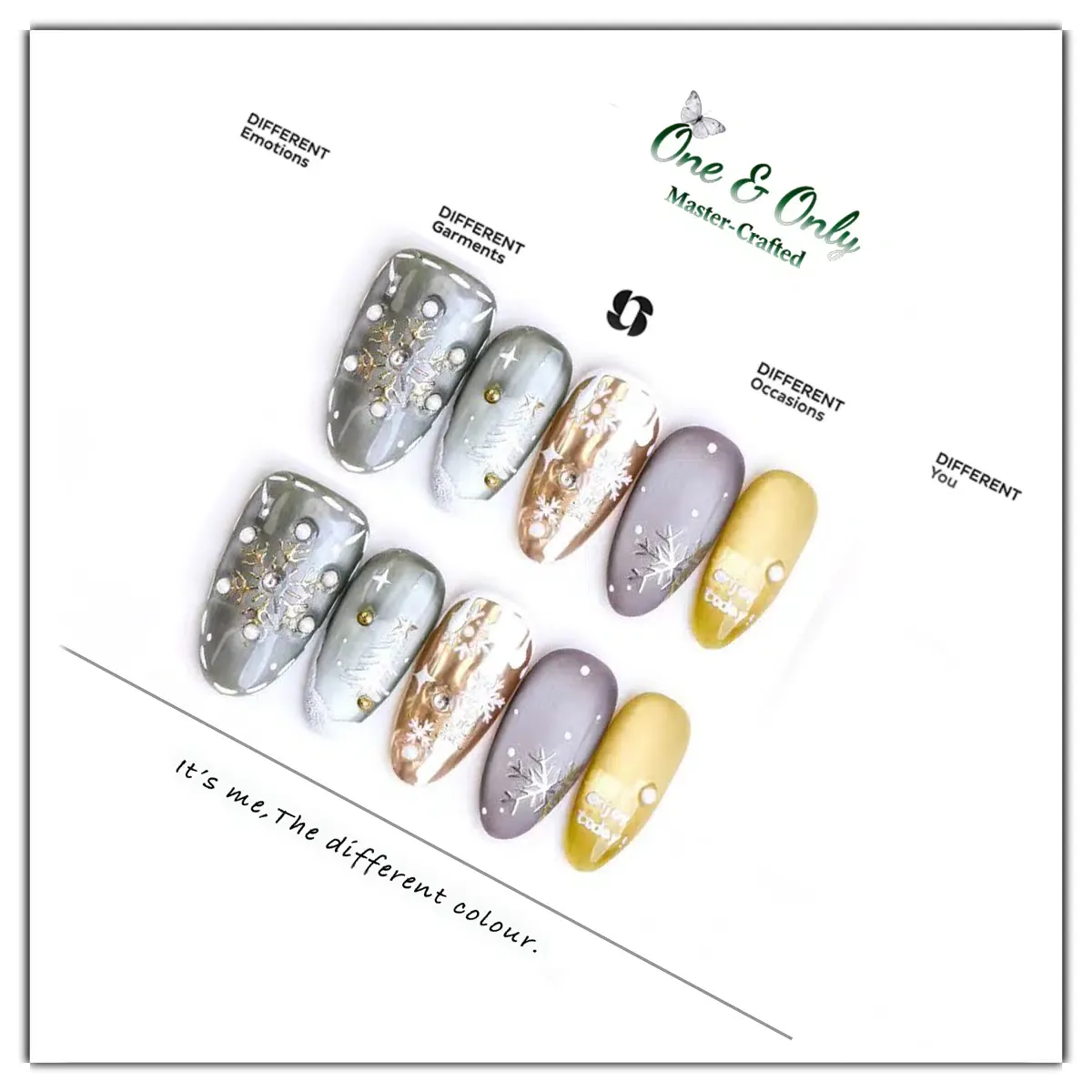 Winter Gala Collection - ​Frosted Soirée  | Handcrafted Press-on nails