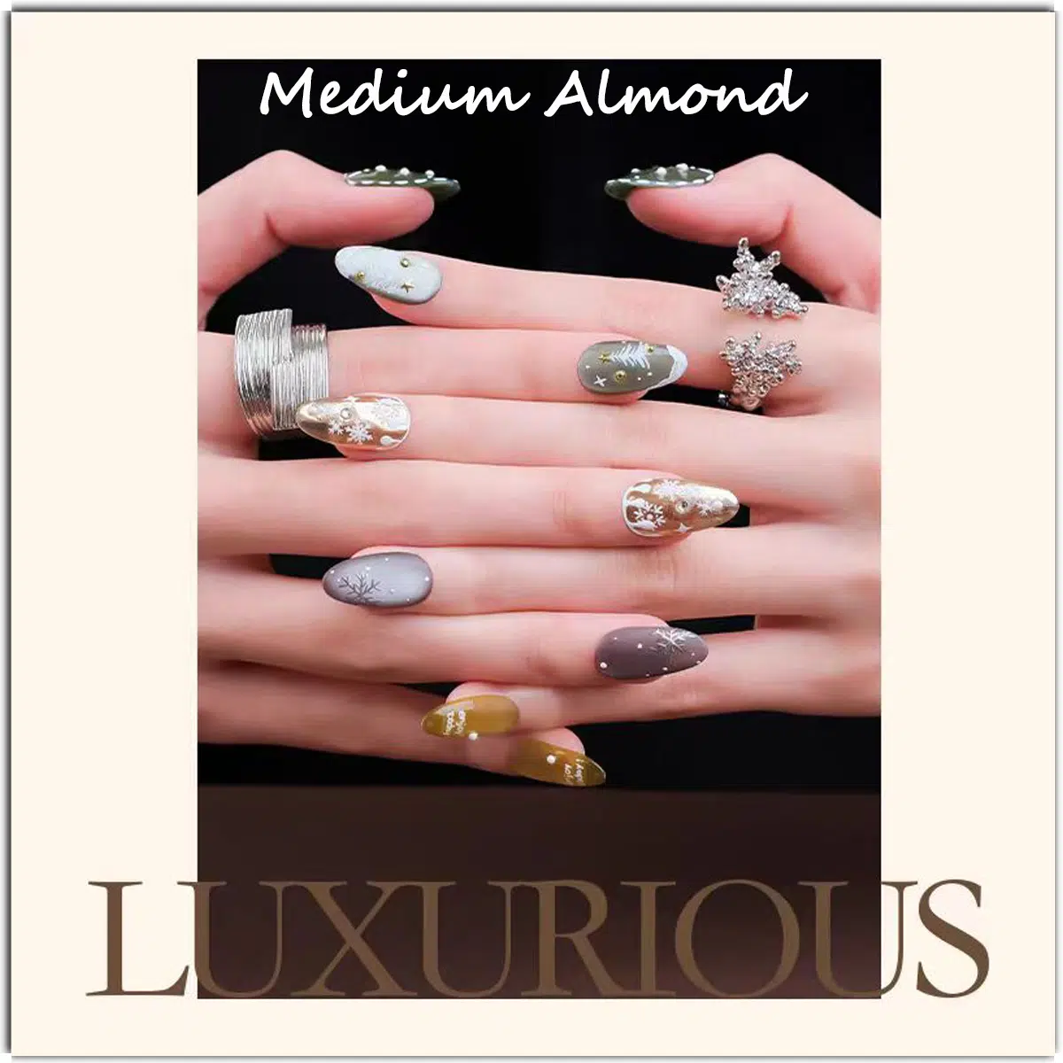 Winter Gala Collection - ​Frosted Soirée  | Handcrafted Press-on nails