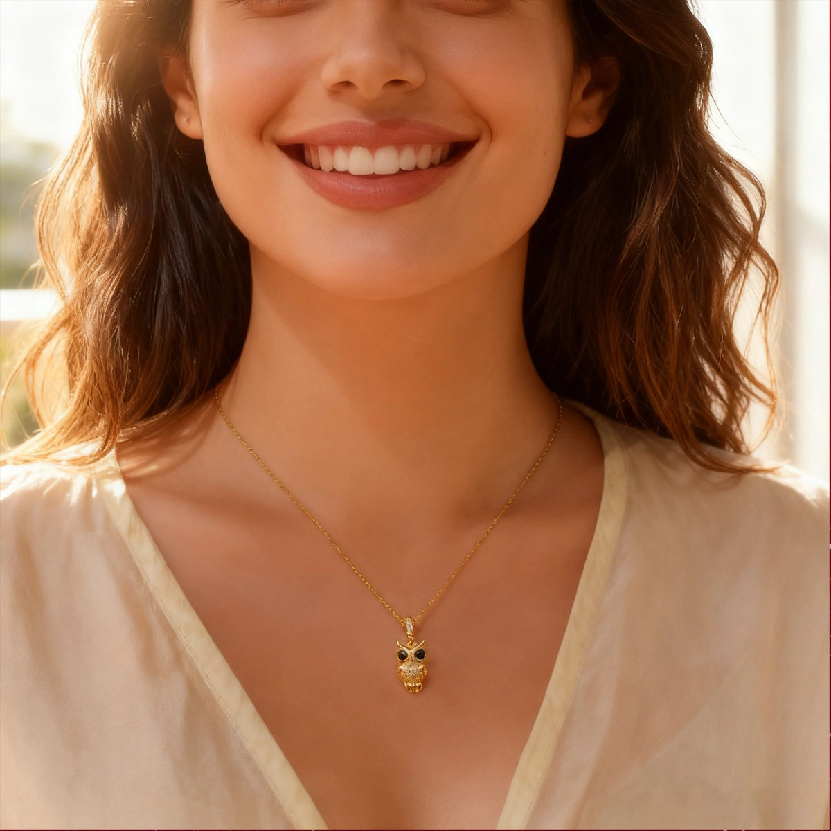 Sterling S925 Silver + 5A cubic zirconia | Wisdom Keeper Golden Owl Necklace​ | Symbol of Wisdom & Good Luck| Christmas gift jewelry​ 