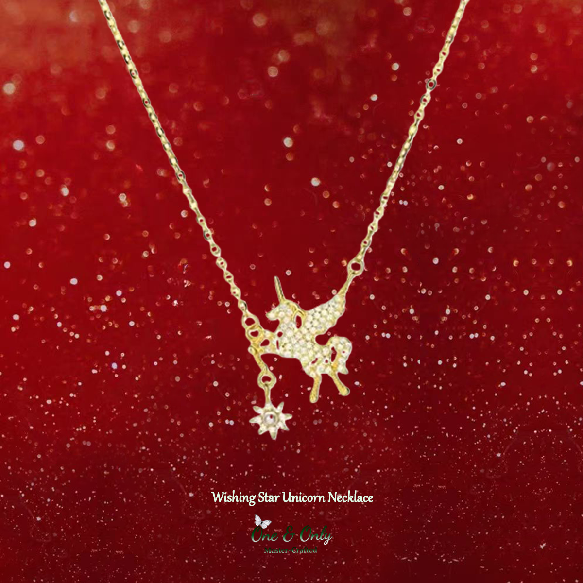 Sterling S925 Silver + 5A cubic zirconia | Wishing Star Unicorn Necklace​ | Christmas gift jewelry | Mythical Magic Necklace in Sterling Silver Gold Plated
