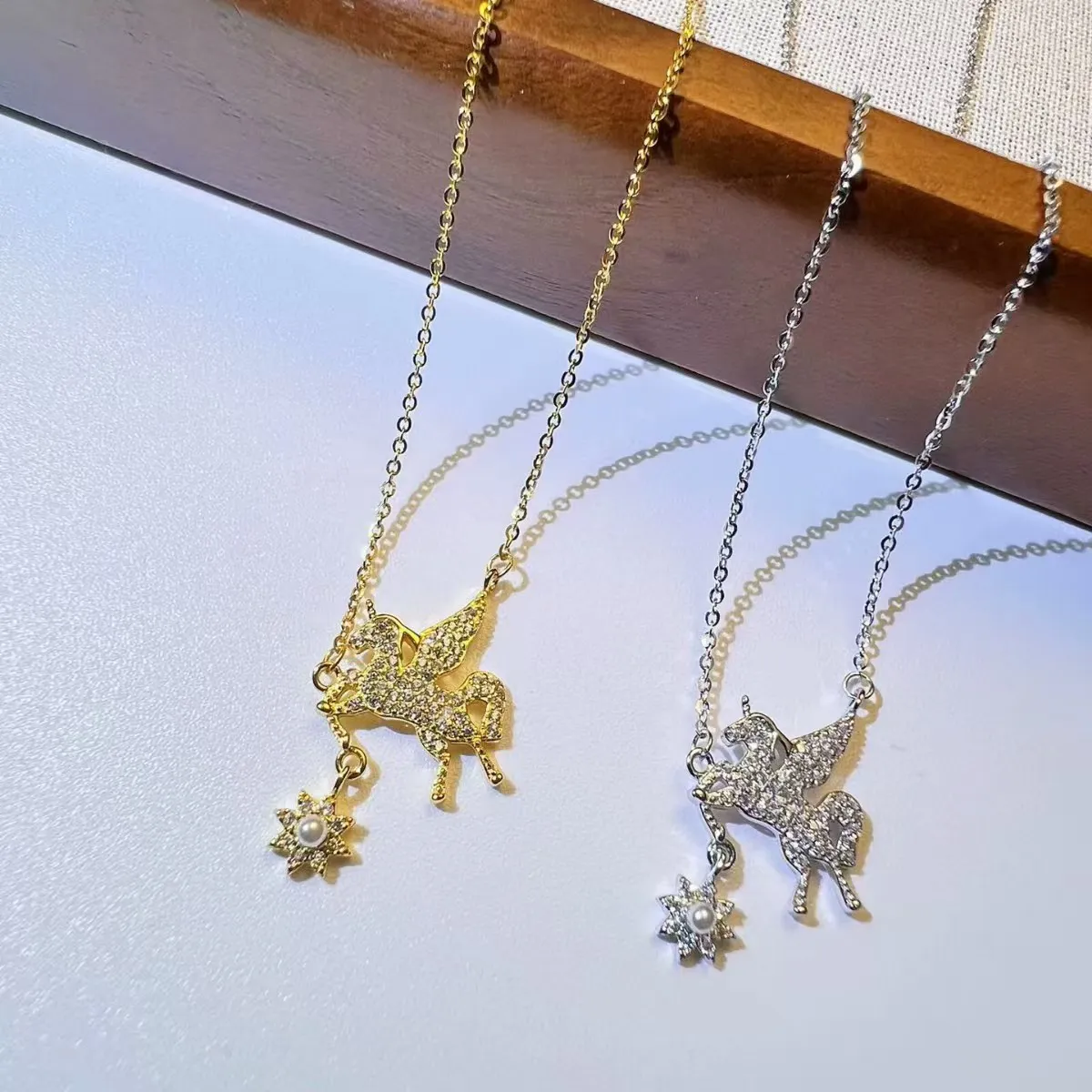 Sterling S925 Silver + 5A cubic zirconia | Wishing Star Unicorn Necklace​ | Christmas gift jewelry | Mythical Magic Necklace