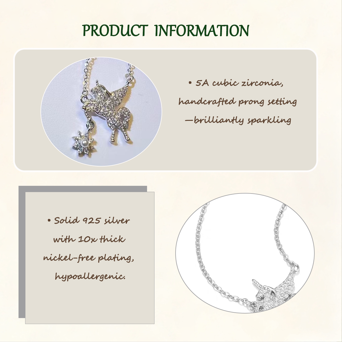 Sterling S925 Silver + 5A cubic zirconia | Wishing Star Unicorn Necklace​ | Christmas gift jewelry | Mythical Magic Necklace