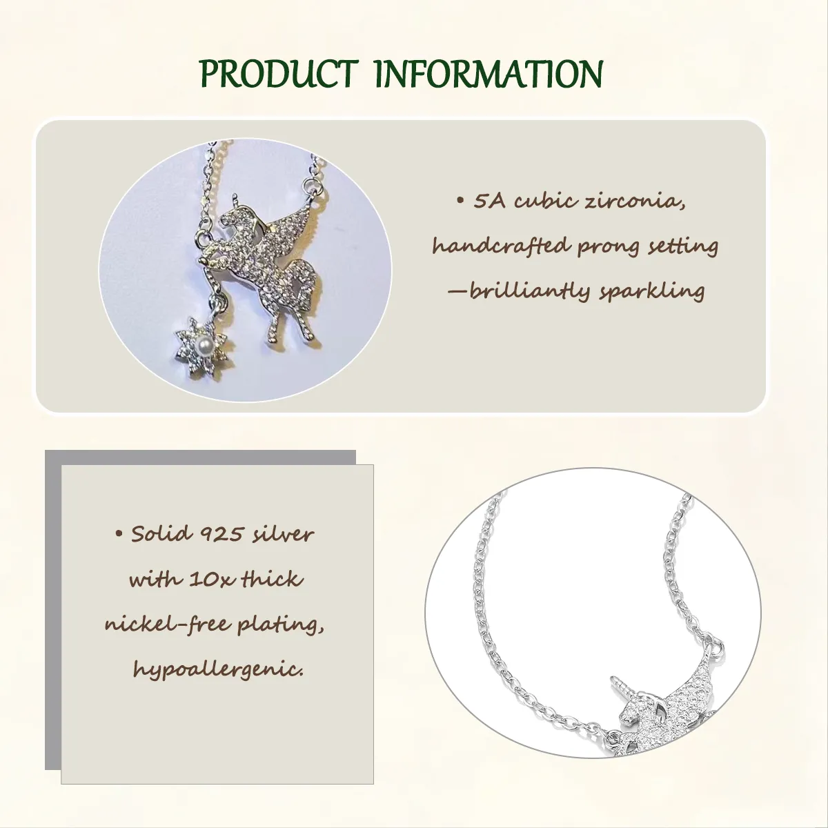 Sterling S925 Silver + 5A cubic zirconia | Wishing Star Unicorn Necklace​ | Christmas gift jewelry | Mythical Magic Necklace