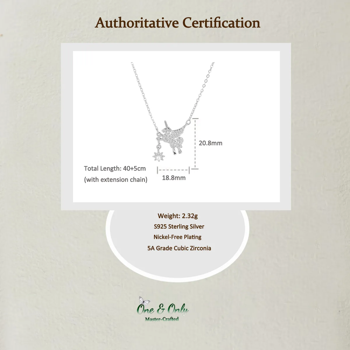 Sterling S925 Silver + 5A cubic zirconia | Wishing Star Unicorn Necklace​ | Christmas gift jewelry | Mythical Magic Necklace