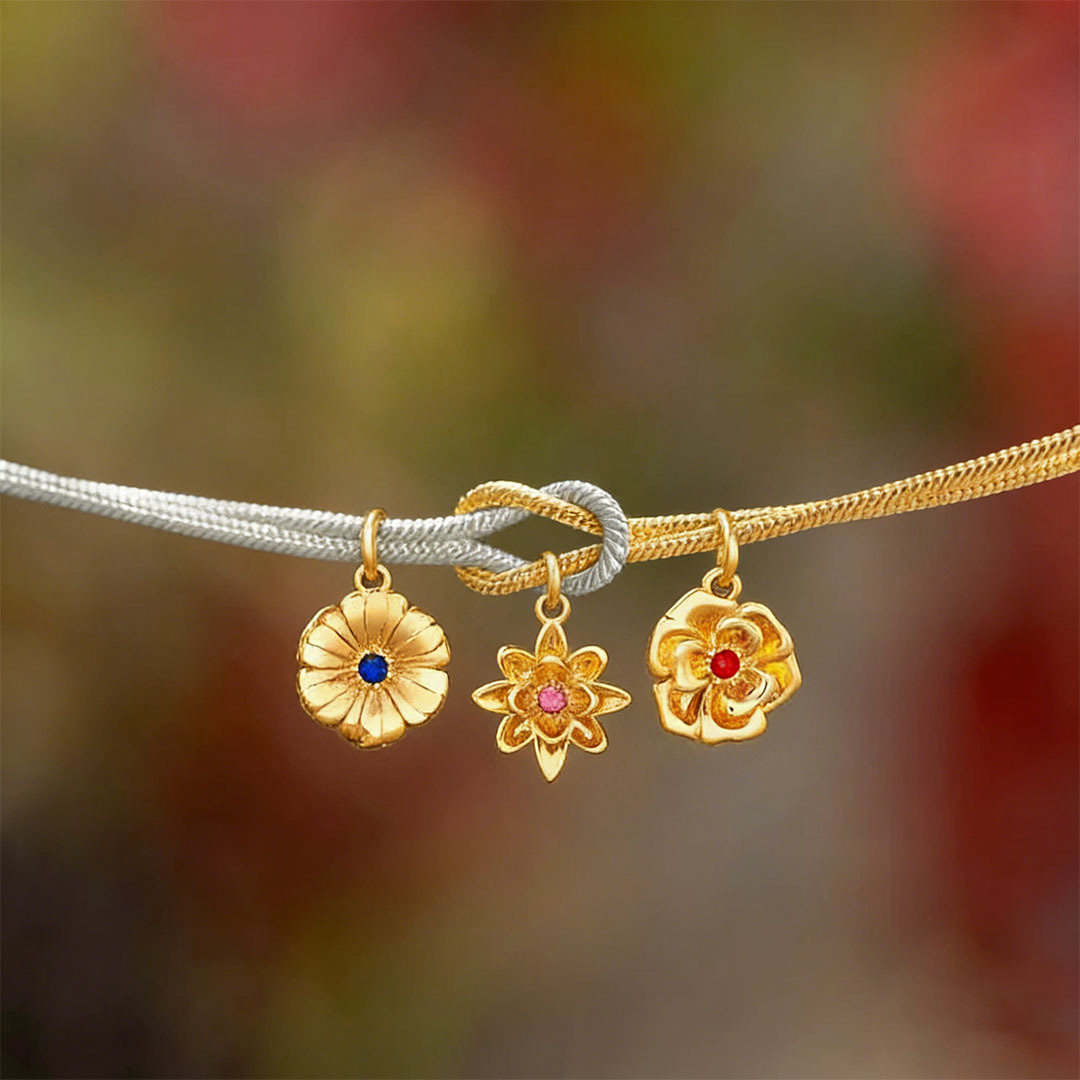 🌸For Mother Custom Handmade-1-12 Birth Flowers Knot Bracelet  | Personalized  Gift to Celebrate Her Unique Month