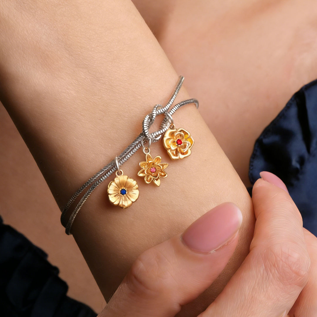 🌸For Mother Custom Handmade-1-12 Birth Flowers Knot Bracelet  | Personalized  Gift to Celebrate Her Unique Month