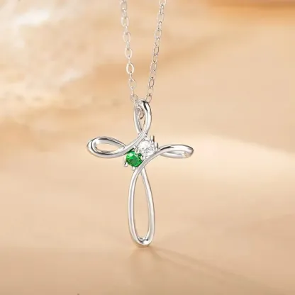 Personalized Cross Birthstone Necklace – Customizable for Mom &  Kids 