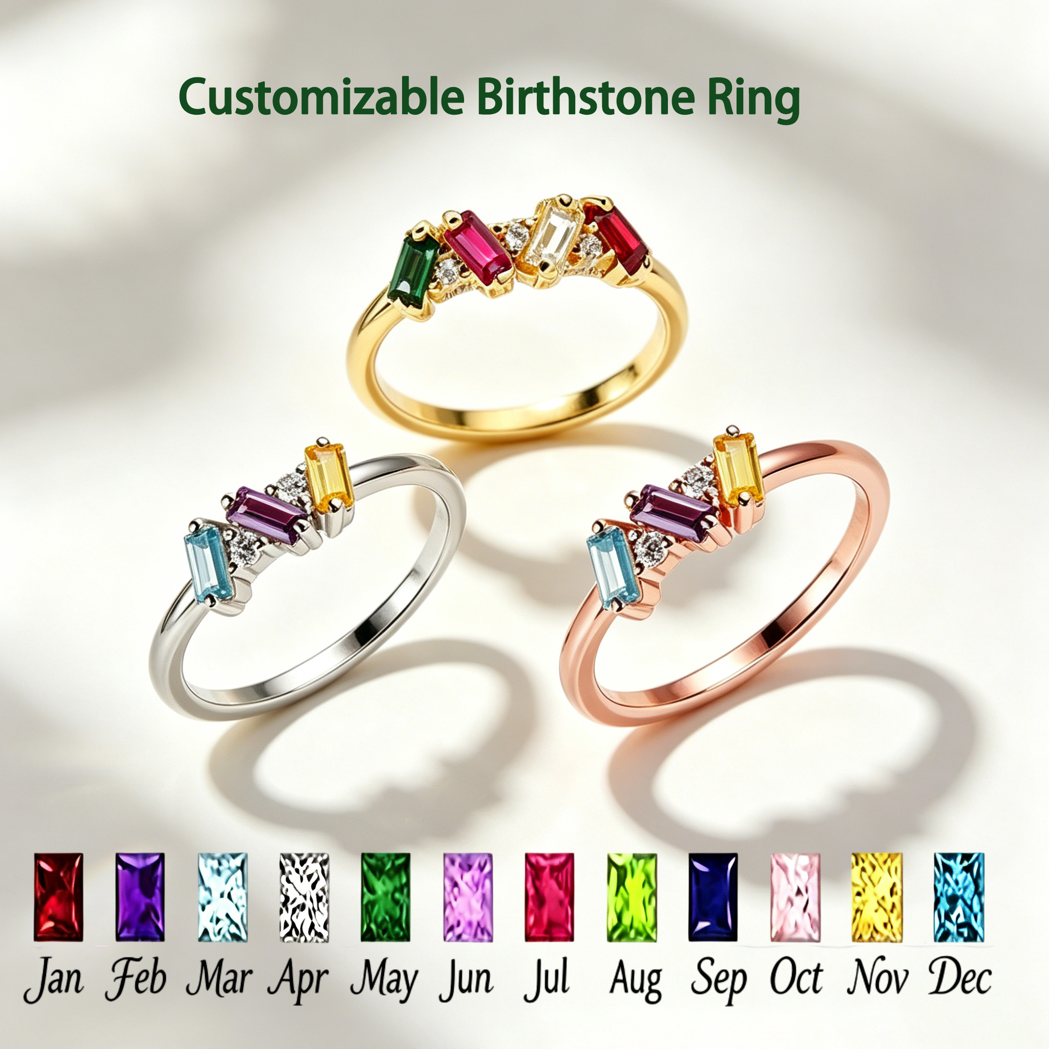 Personalized Multiple Stones Grandma & Mom Family Ring