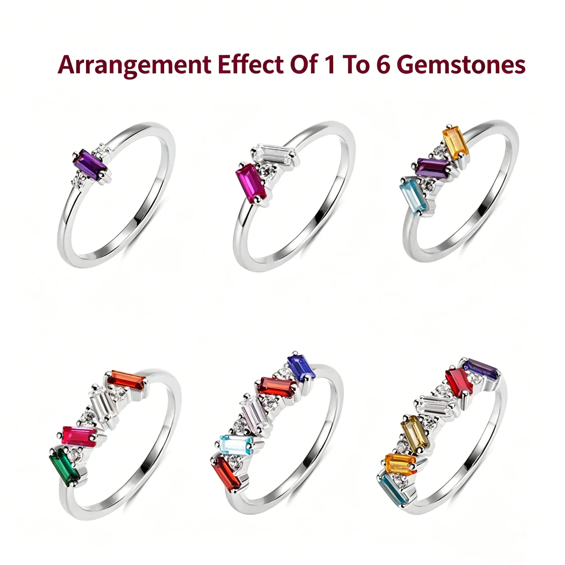 Personalized Multiple Stones Grandma & Mom Family Ring