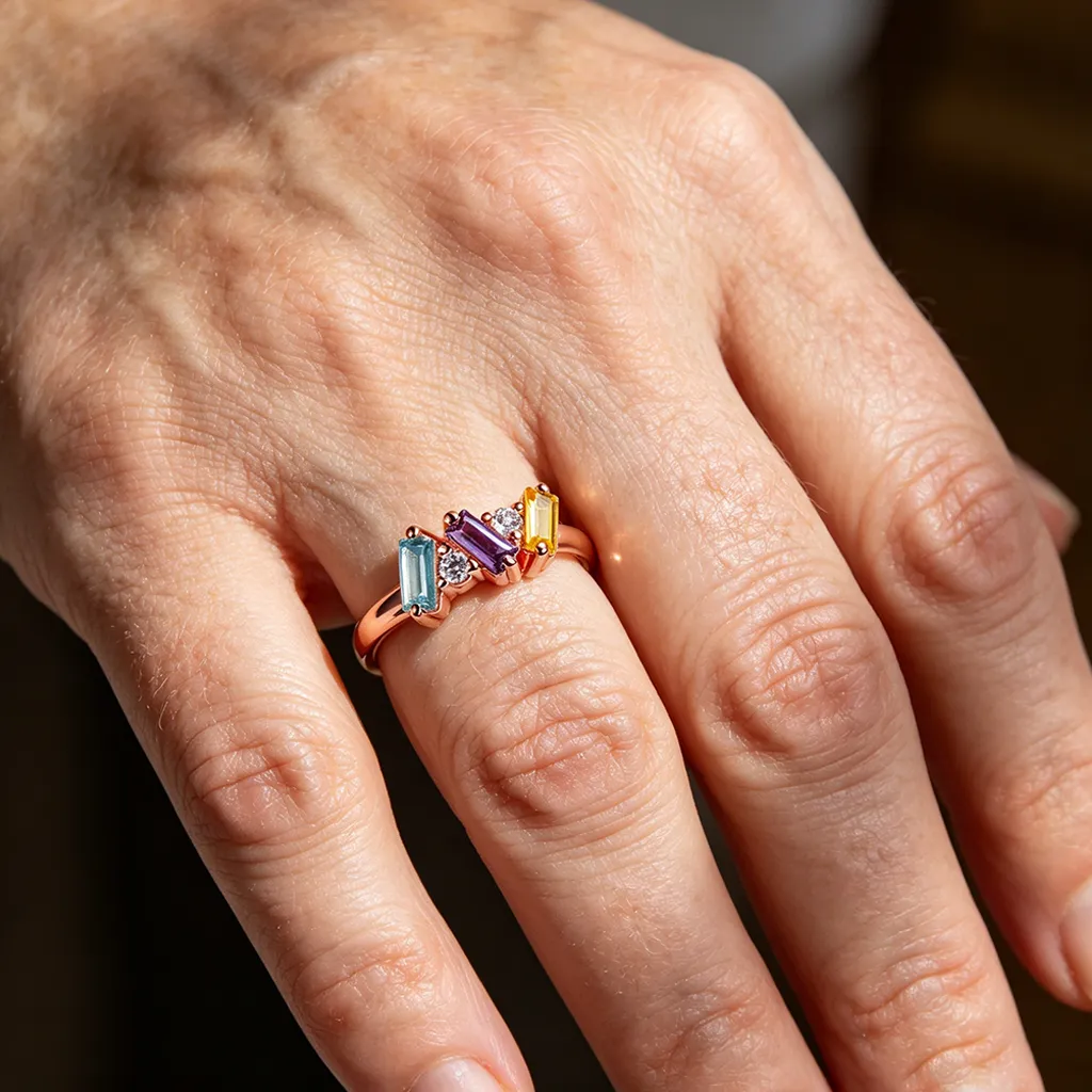 Personalized Multiple Stones Grandma & Mom Family Ring