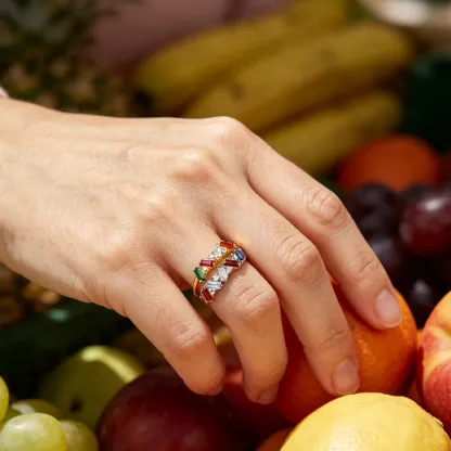 Personalized Multiple Stones Grandma & Mom Family Ring
