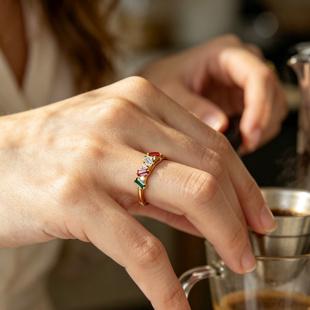 Personalized Multiple Stones Grandma & Mom Family Ring