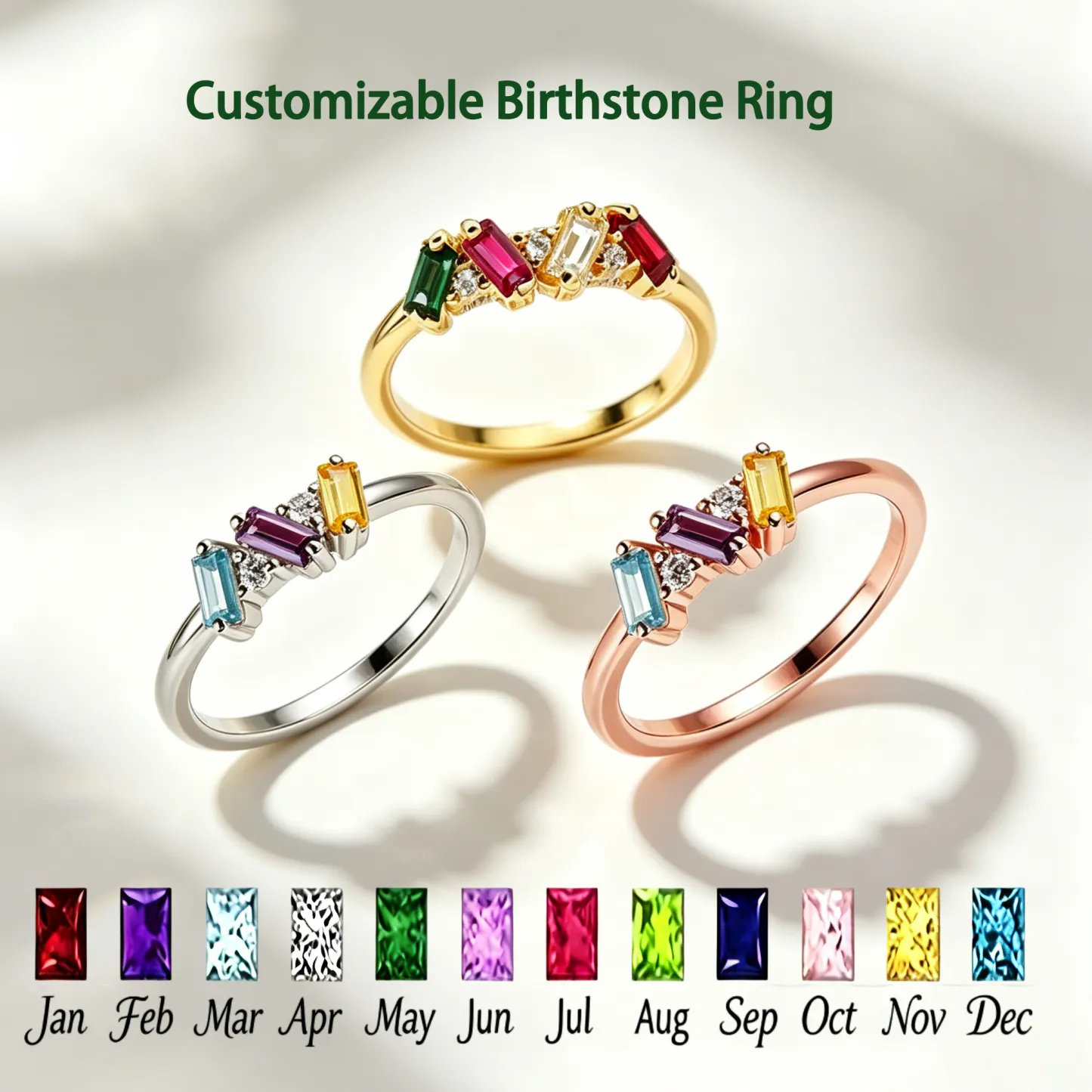 Personalized Multiple Stones Grandma & Mom Family Ring