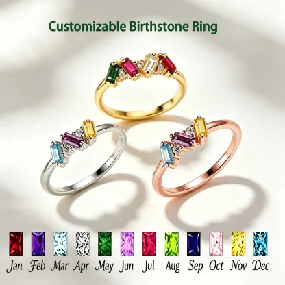 Personalized Multiple Stones Grandma & Mom Family Ring