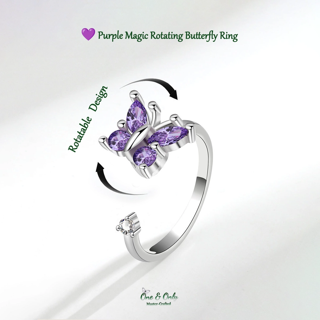 Magic Guardian Jewelry Valentine's Day Gift 💜 Purple Magic Rotating Butterfly Ring | Where Transformation Meets Love