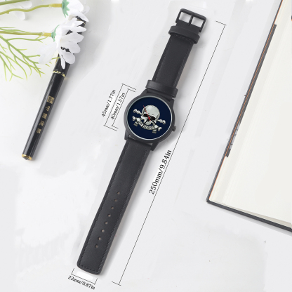 Watch strap, made of genuine leather and stainless steel, with a width of 22/20mm