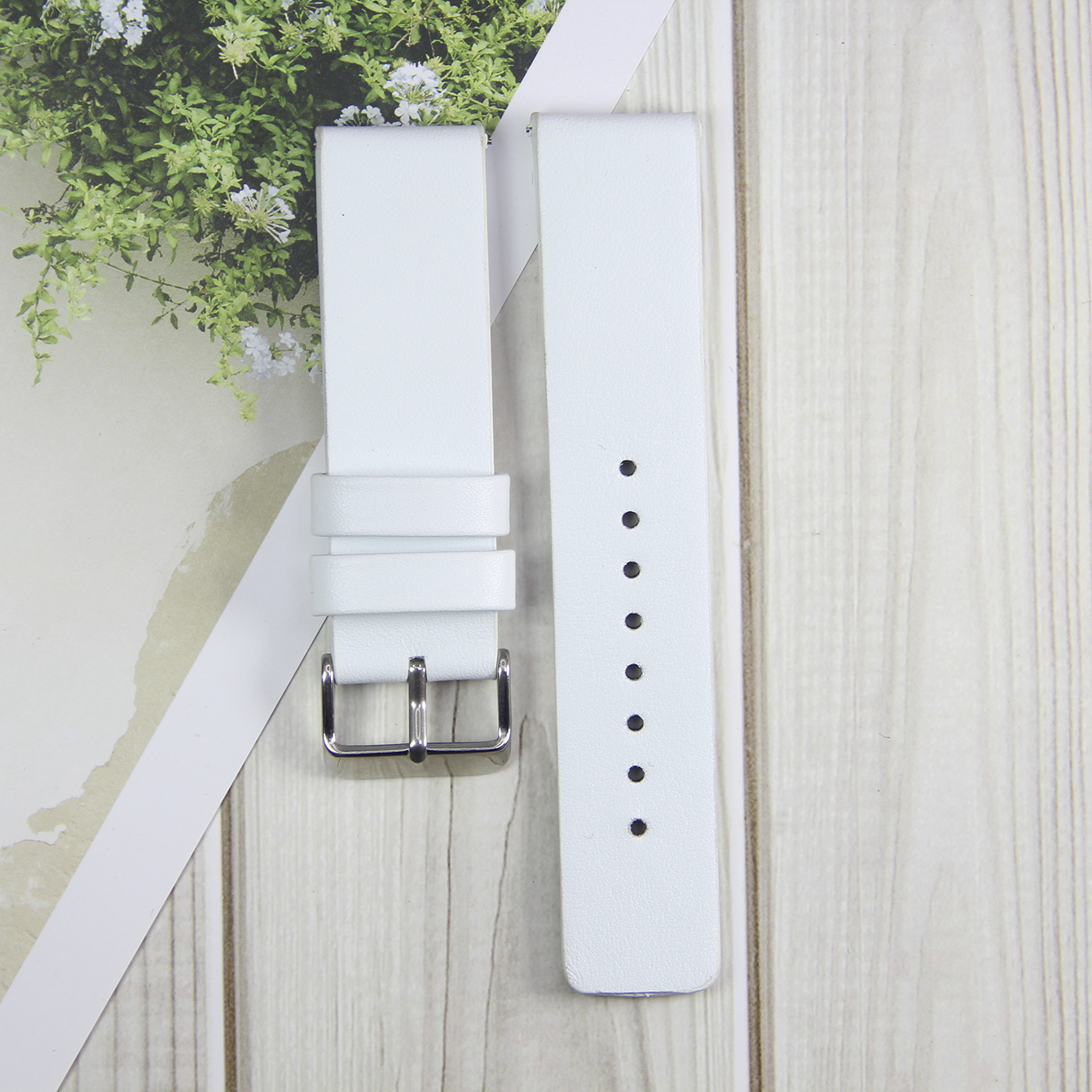 Watch strap, made of genuine leather and stainless steel, with a width of 22/20mm