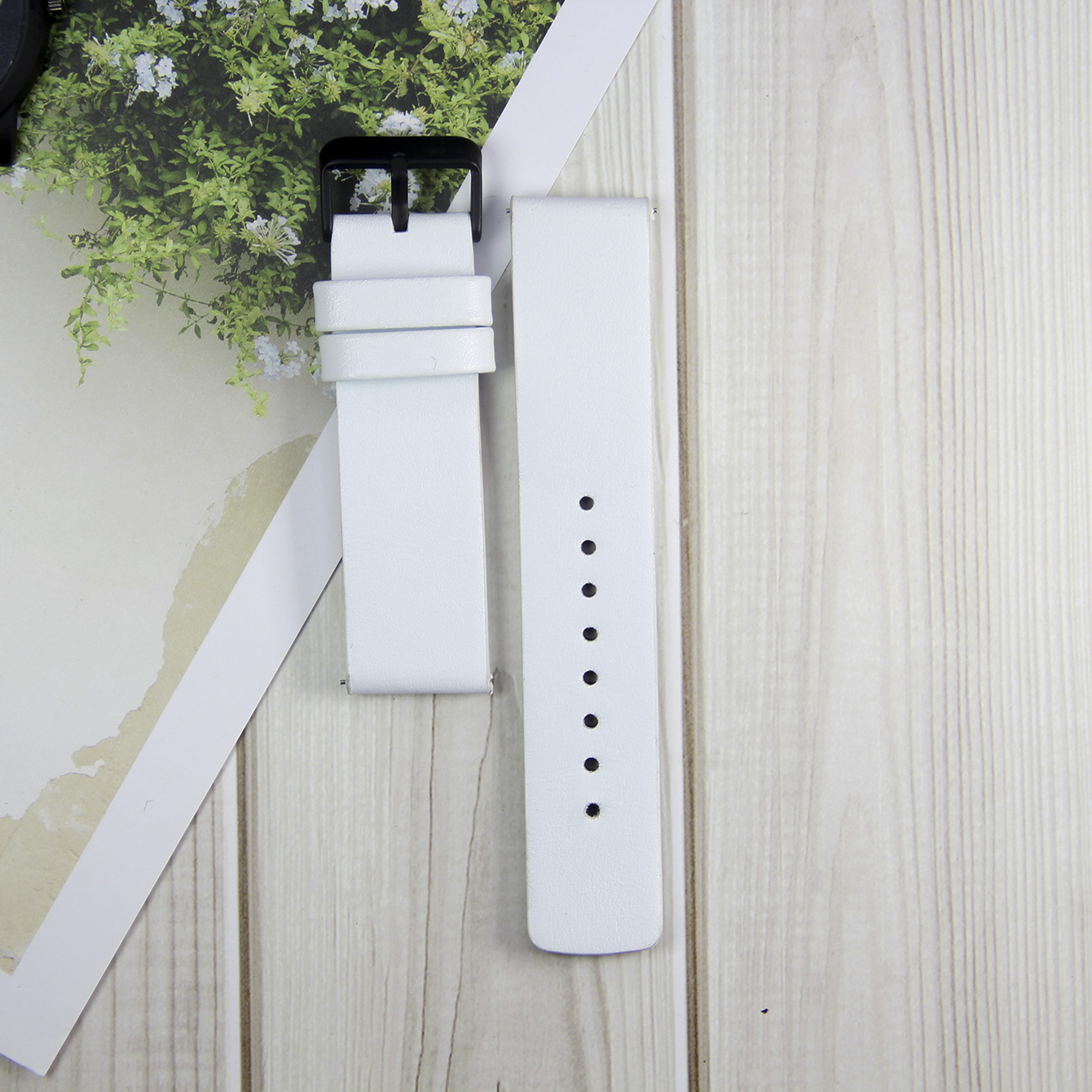 Watch strap, made of genuine leather and stainless steel, with a width of 22/20mm