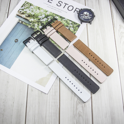 Watch strap, made of genuine leather and stainless steel, with a width of 22/20mm