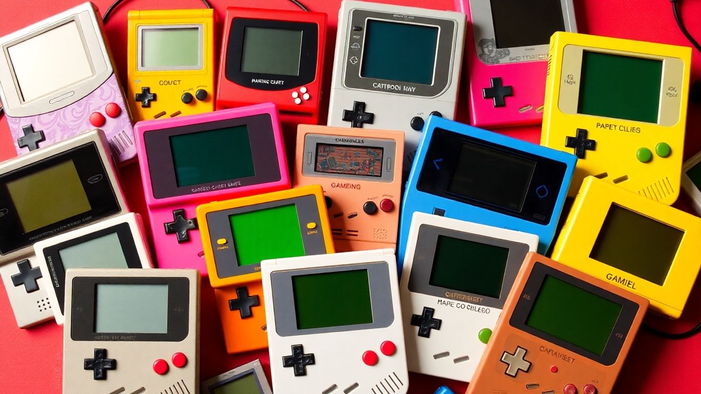 Collection of classic handheld gaming devices
