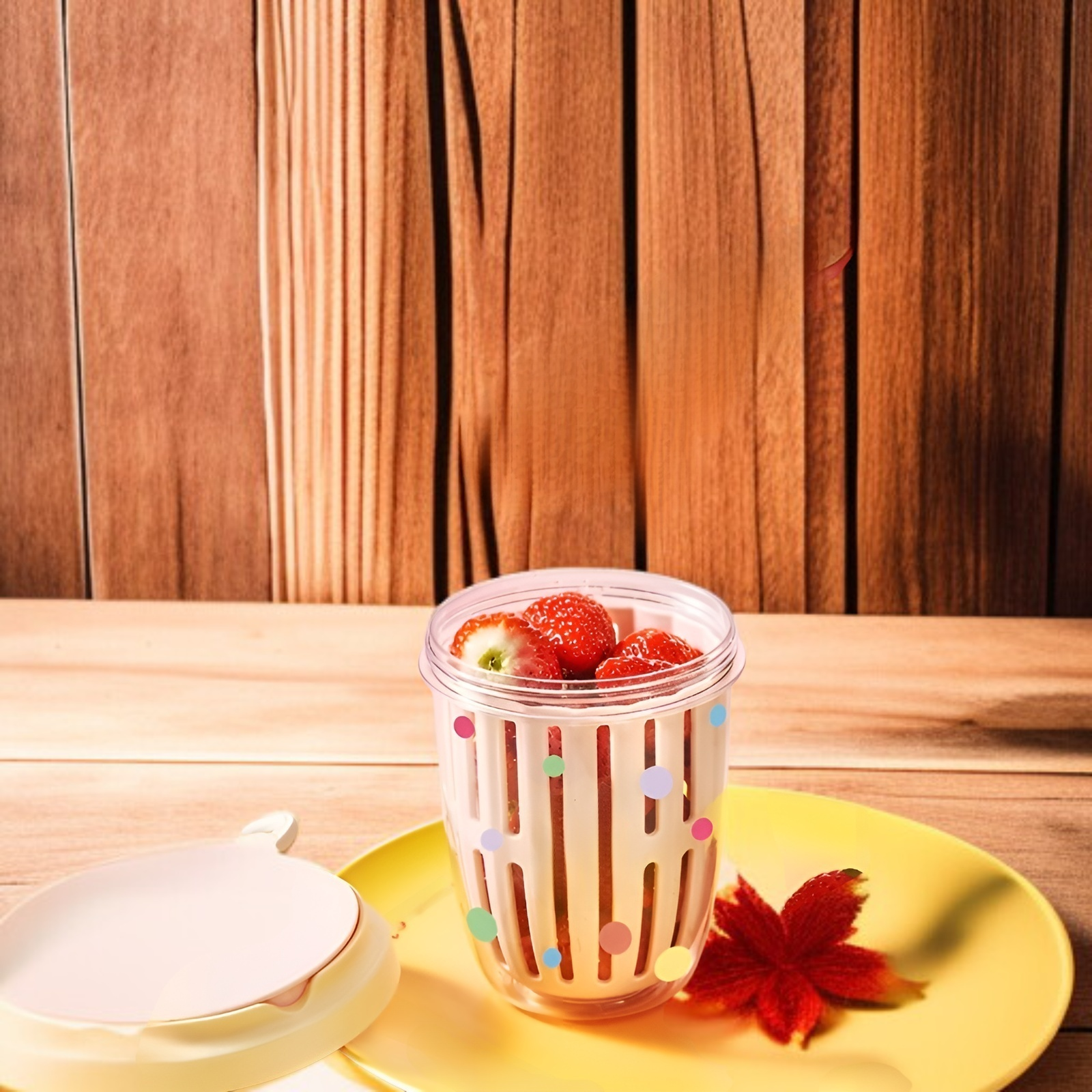Fresh salad breakfast cup with eco-friendly lid