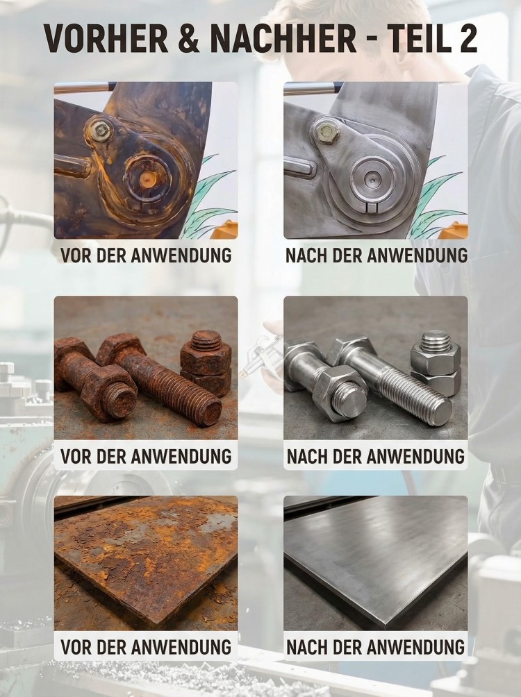 🚀 Rost im Handumdrehen wieder zum Glänzen bringen! 💪 Rost mühelos mit einem kraftvollen Rostentferner beseitigen! 🔧 Müheloses Selbermachen! 🌟 Werkzeuge wiederbeleben! 🔨