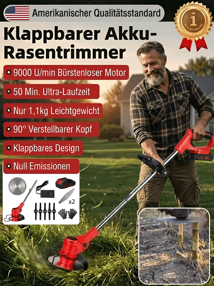 【für 59€! Nur heute!】2026er Profi-Akku-Rasenmäher mit leistungsstarkem 1880 W bürstenlosem Motor ✨
