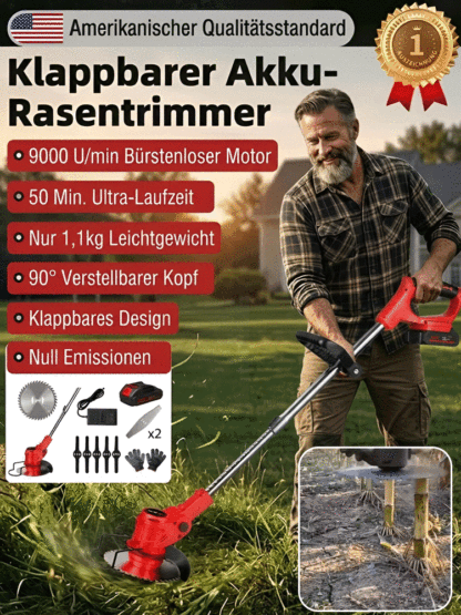 【für 59€! Nur heute!】2026er Profi-Akku-Rasenmäher mit leistungsstarkem 1880 W bürstenlosem Motor ✨