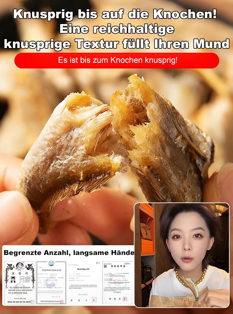 ✨[200 Stück/Box] 💯Verzehrfertiger,🐠 herzhafter und knuspriger getrockneter Gelbflossen-Umberfisch Nicht frittiert, kalorienarm👍