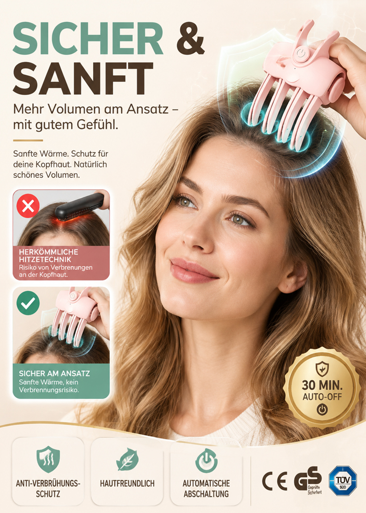 💃Schluss mit plattem Haar! Kabelloser Ansatz-Booster mit Rotlicht für XXL-Volumen.