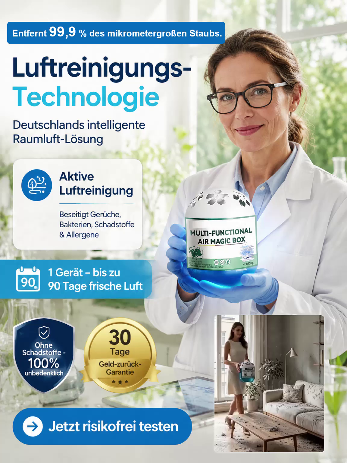 Entfernt mühelos Mikrostaub aus Ritzen, Möbeln und Auto – auch an schwer erreichbaren Stellen. 💯
