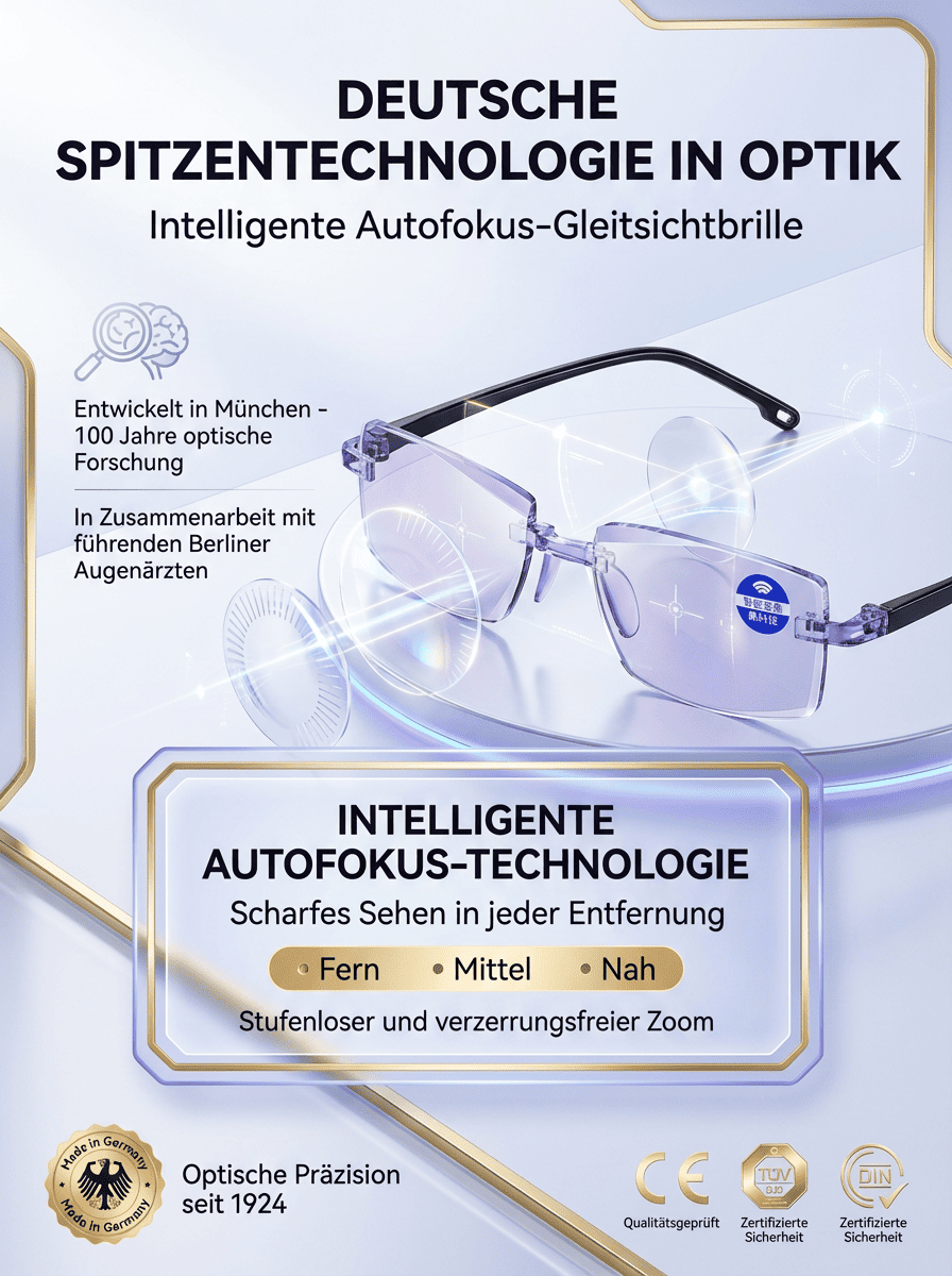 【Ihre Brille fürs Leben】Schärft sich in 0,1 Sekunden: Perfekte Sicht in der Nähe und Ferne!