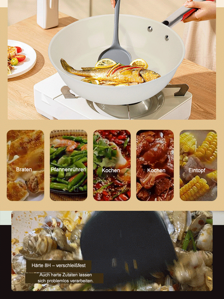 Mehrzweck-Antihaft-Bratpfanne in Muschel-Kieselstein-Optik