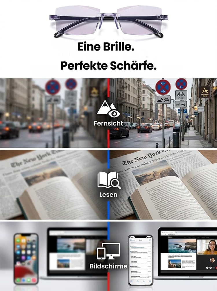 🆕Bekannte deutsche Brille – selbsttönend, ultraleicht, Blaulichtschutz – sofort klare Sicht.
