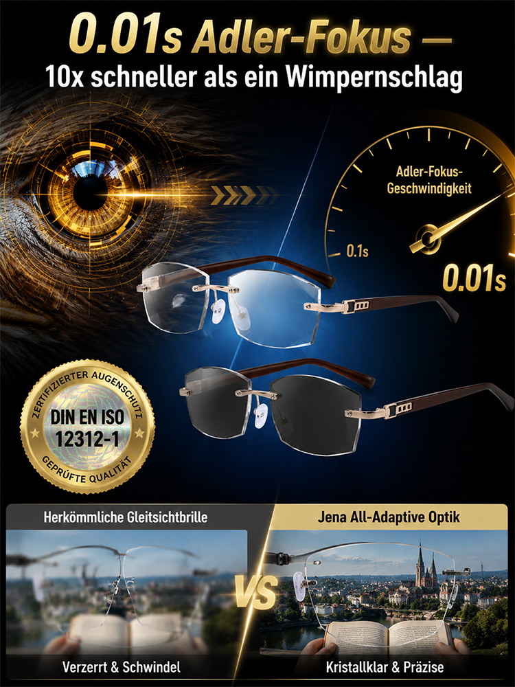 Eine Brille – automatisch angepasst an Entfernung und Licht. Schluss mit dem Wechsel zwischen Lese-, Alltags- und Sonnenbrille.