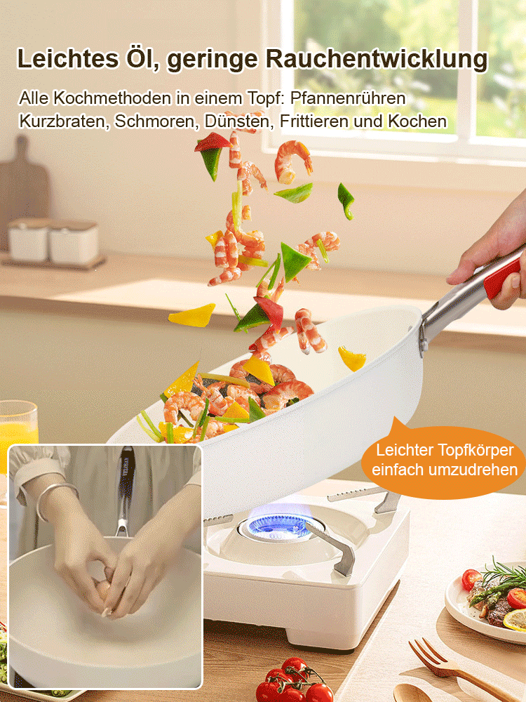 Mehrzweck-Antihaft-Bratpfanne in Muschel-Kieselstein-Optik