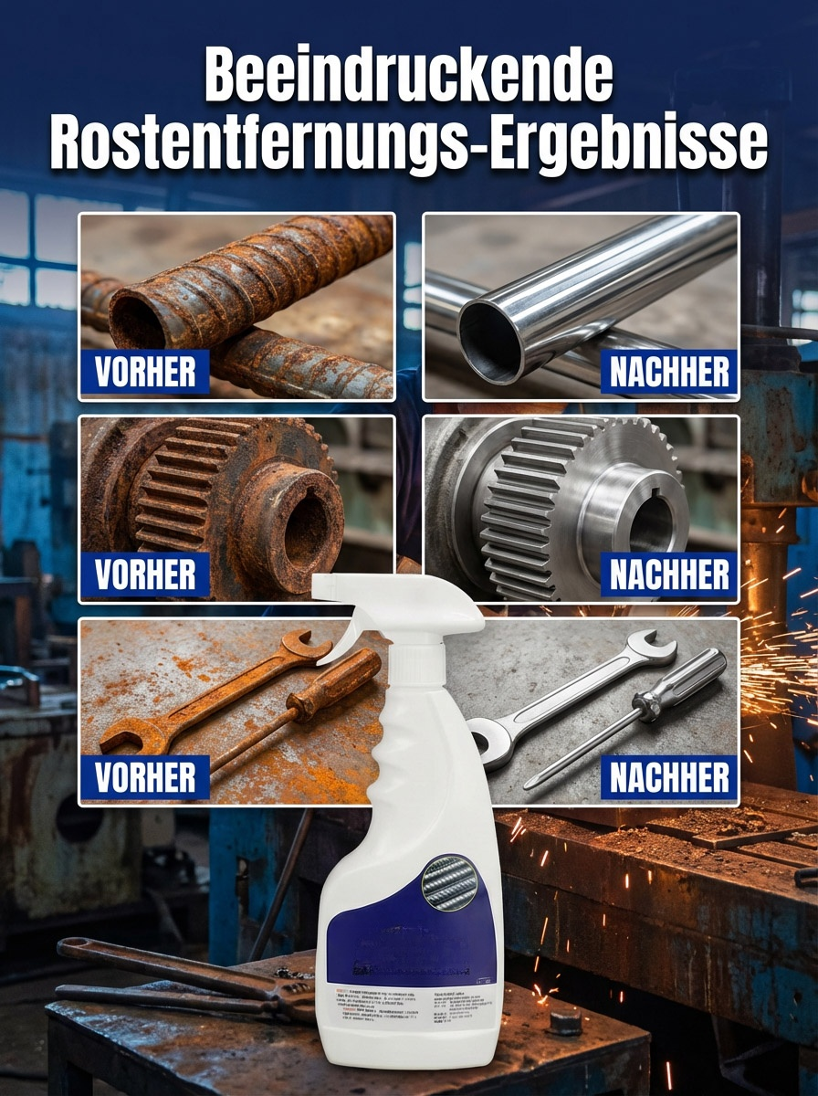 🚀 Rost im Handumdrehen wieder zum Glänzen bringen! 💪 Rost mühelos mit einem kraftvollen Rostentferner beseitigen! 🔧 Müheloses Selbermachen! 🌟 Werkzeuge wiederbeleben! 🔨