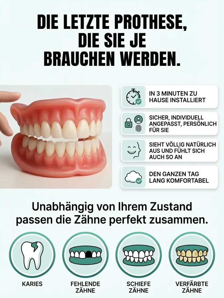 🦷【Revolutionäre Prothesen】Ihr perfektes Lächeln in nur 3 Sekunden – ganz bequem von zu Hause aus! 🛡️Hält bis zu 50 Jahre. 1 kaufen, 1 gratis!