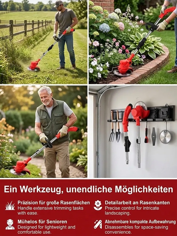 【für 59€! Nur heute!】2026er Profi-Akku-Rasenmäher mit leistungsstarkem 1880 W bürstenlosem Motor ✨
